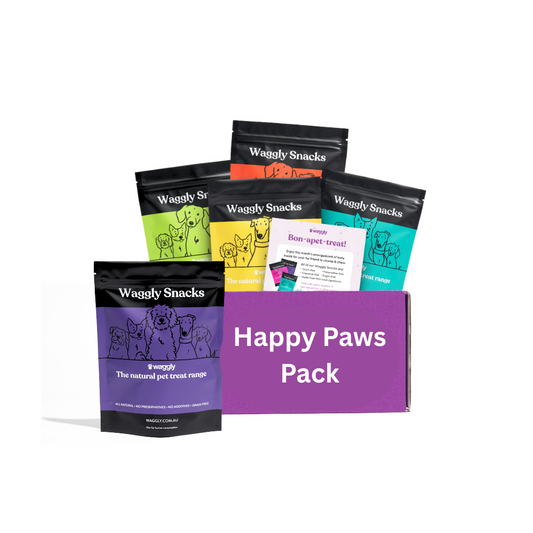Dog treat subscription box Australia - Happy Paws Tasty Treat Box with natural Aussie-made treats