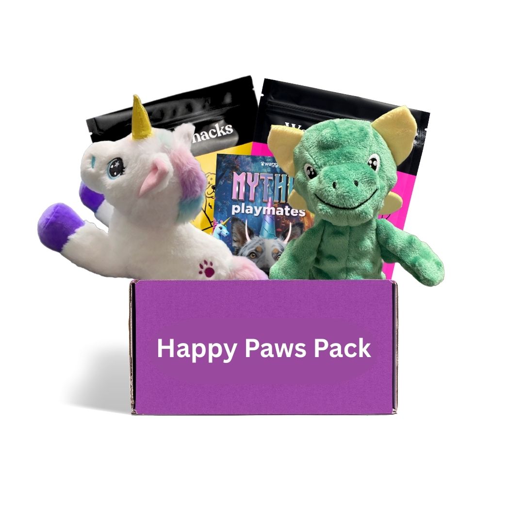 Australian dog subscription - mythical themed plush squeaky toys delivered monthly