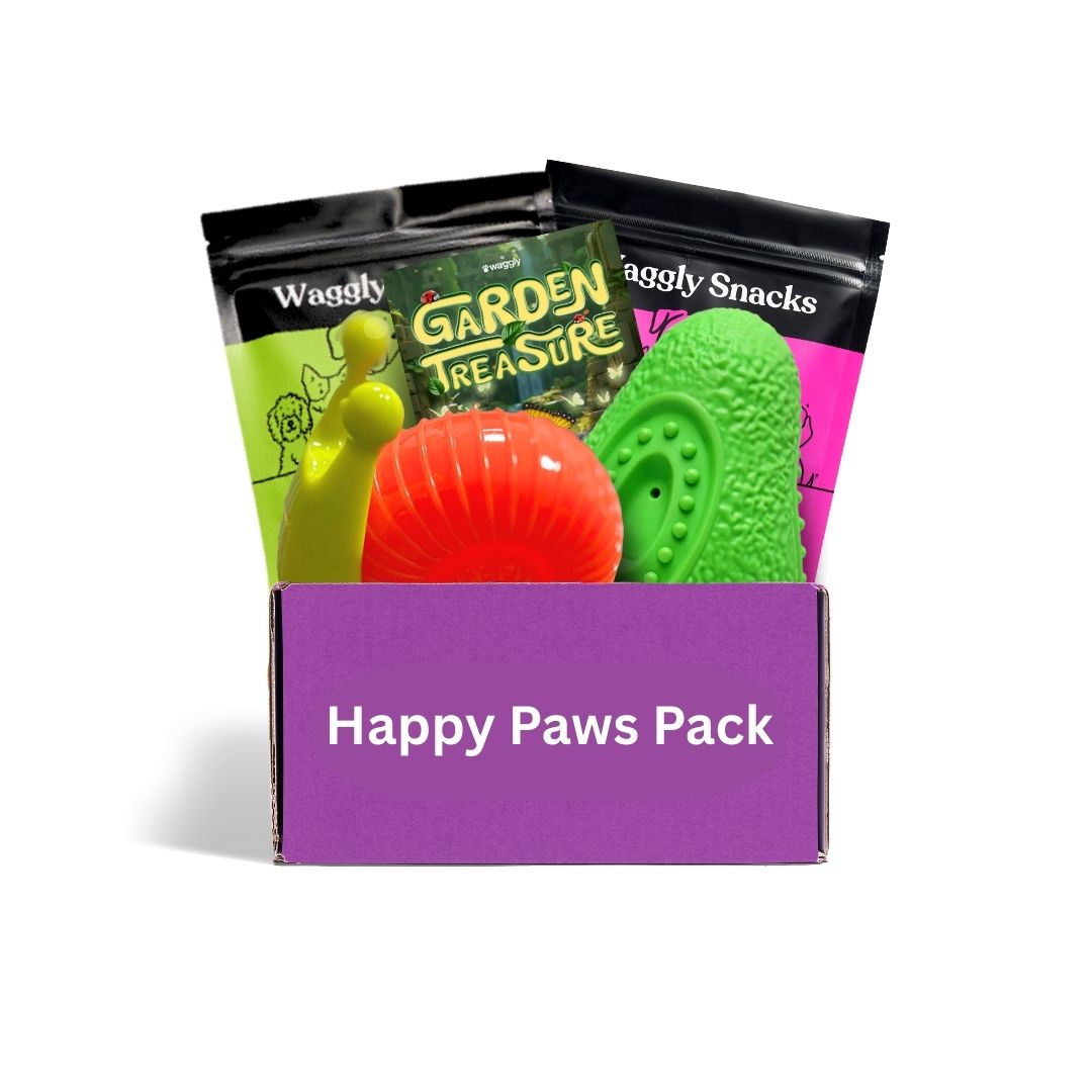 Monthly puppy box Australia - garden themed age-appropriate toys and treats