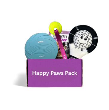 Australian dog toy subscription - mix of active play toys and plush cuddle toys delivered monthly