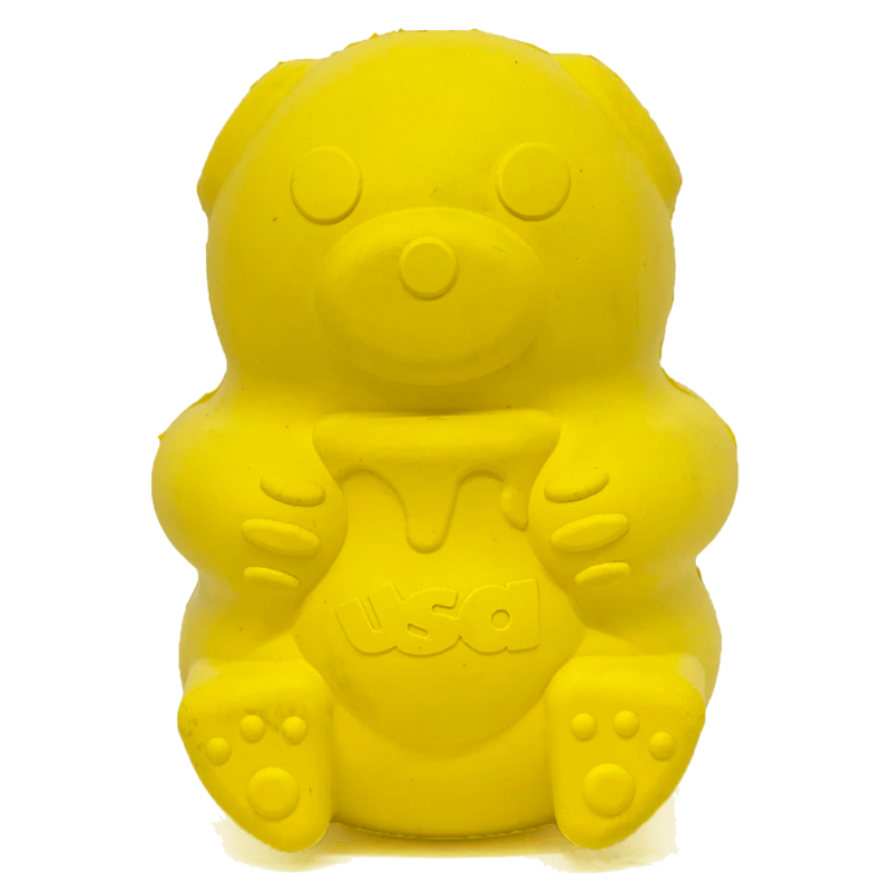 SodaPup Honey Bear Chew Dog Toy - durable rubber treat dispenser
