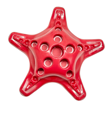 SodaPup Nylon Starfish Dog Toy - durable red starfish chew toy and lick mat