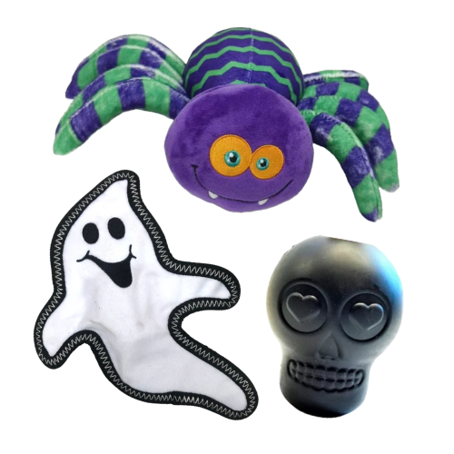 Happy Paws Spooky Play Dog Toy Bundle - Halloween toy set with variety