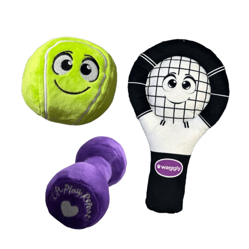 Happy Paws Game Time Plush Dog Toy Bundle - sports-themed toy set