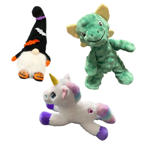 Happy Paws Mystic Adventure Plush Dog Toy Bundle - wizard, dragon, and unicorn toy set