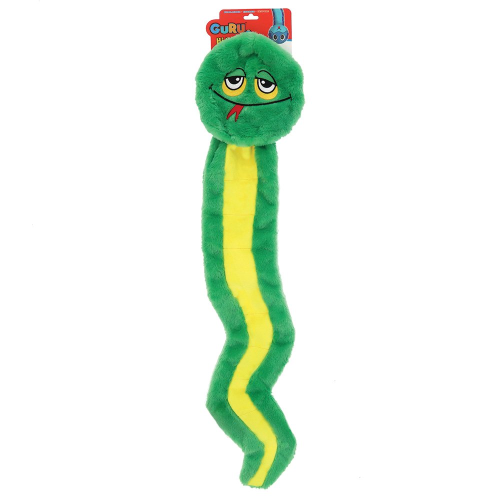 GURU Hide-A-Tail Green Snake - interactive, soft plush puzzle dog toy