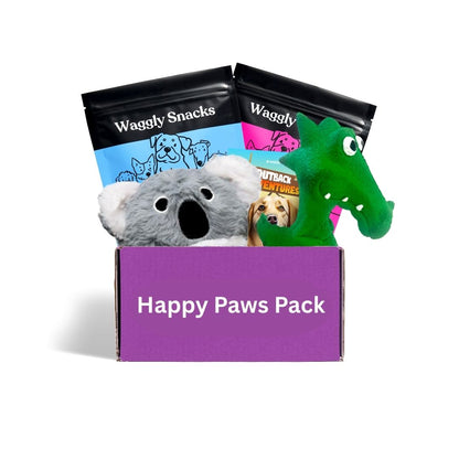 Dog toy and treat box Australia for active dogs - durable no-stuffing toys and healthy treats