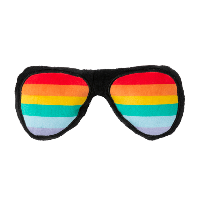 FuzzYard Pride Sunglasses Dog Toy - rainbow pride squeaker toy
