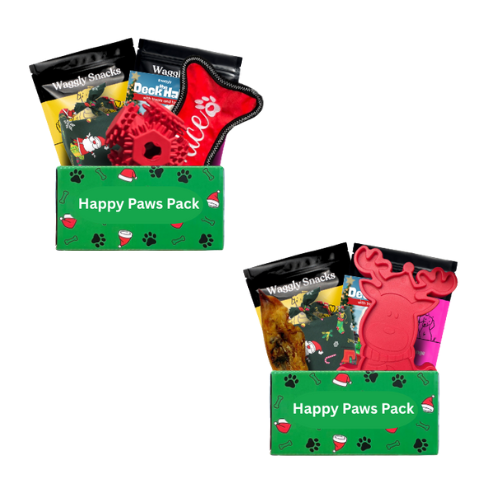 Happy Paws Howl-iday Power Play Bundle - 2 Christmas boxes with active toys and treats