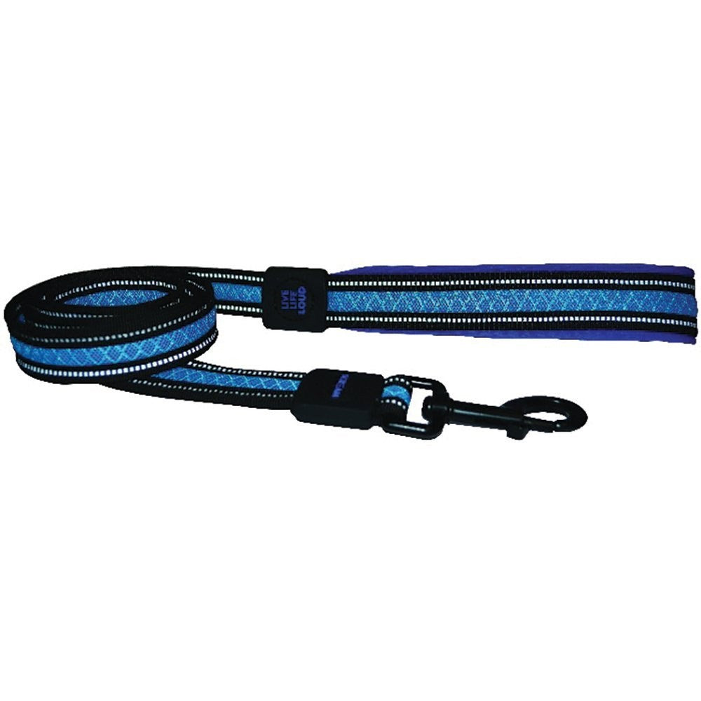 Scream Reflective Padded Leash Loud Blue - durable air mesh dog lead
