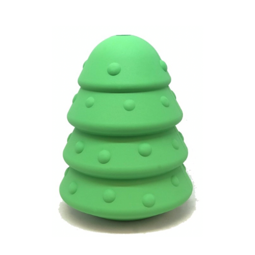 SodaPup Rubber Christmas Tree Dog Toy - festive latex treat dispenser
