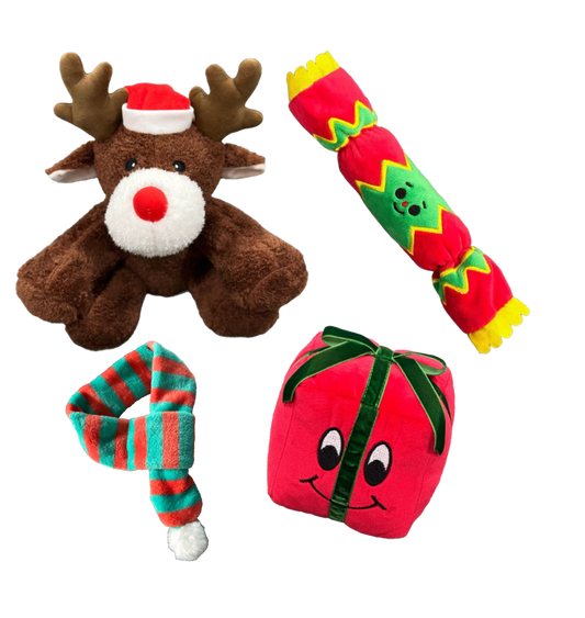 Happy Paws Holiday Cheer Plush Dog Toy Pack