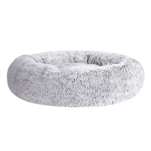Waggly Calming Dog Bed - Light Grey soft plush donut bed