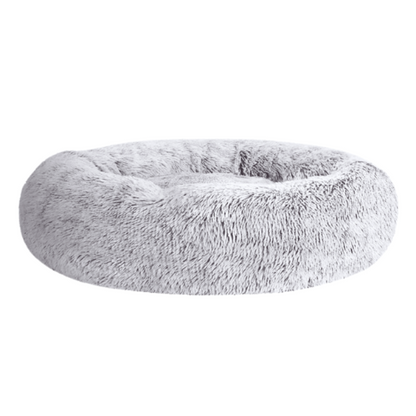 Waggly Calming Dog Bed - Light Grey soft plush donut bed