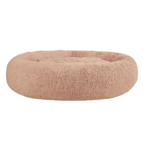 Waggly Calming Dog Bed - Taupe soft plush donut bed
