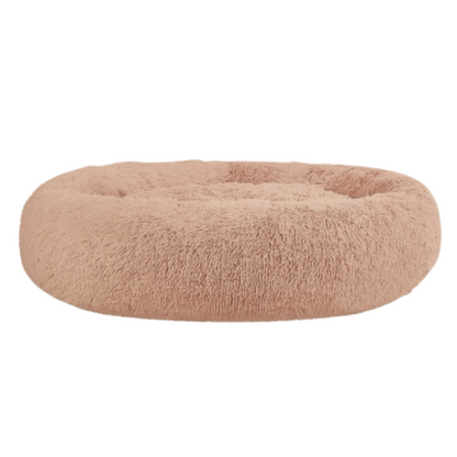 Waggly Calming Dog Bed - Taupe soft plush donut bed
