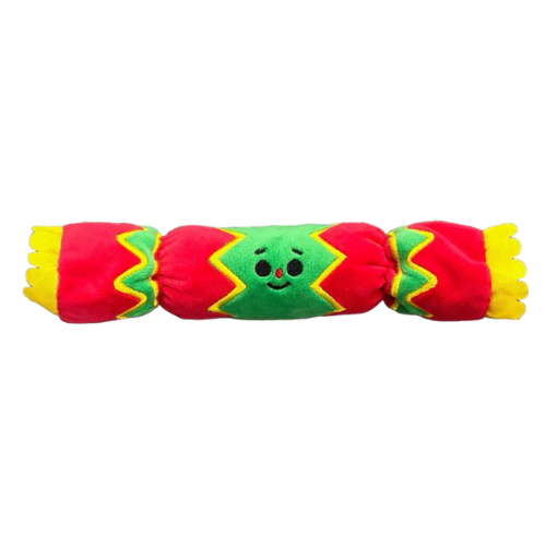 Waggly Cracker Crunch Plush Dog Toy - Christmas cracker squeaker toy
