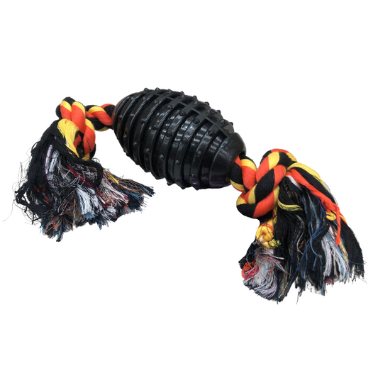 Waggly Footy Rope Dog Toy - rubber ball tug chew toy
