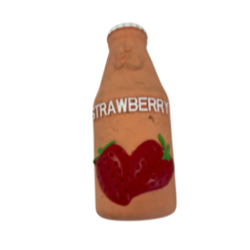 Waggly Juice Box Strawberry Squeaker Dog Toy - soft plush juice box toy