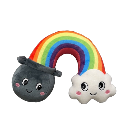 Waggly Lucky Paws Rainbow Chase Plush Dog Toy - soft rainbow squeaker toy

