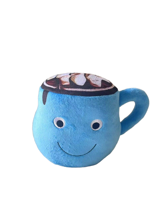 Waggly Plush Hot Choco Dog Toy - soft winter squeaker toy

