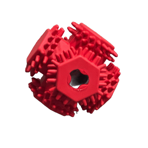 Waggly Rubber Crazy Bounce & Treat Ball Dog Toy - red spiky treat dispensing ball
