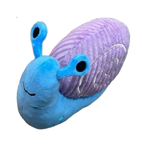 Waggly Snazzy the Snail Plush Dog Toy - soft garden squeaker toy
