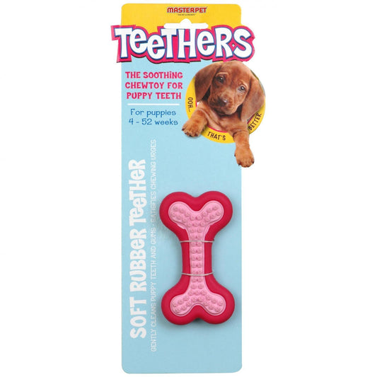 Yours Droolly Playmates Teethers Dental Bone Massager Dog Toy - puppy teething toy - Pink