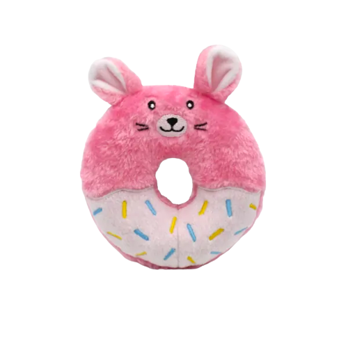 ZippyPaws Donutz Buddies Bunny Plush Squeaker Dog Toy - donut bunny toy
