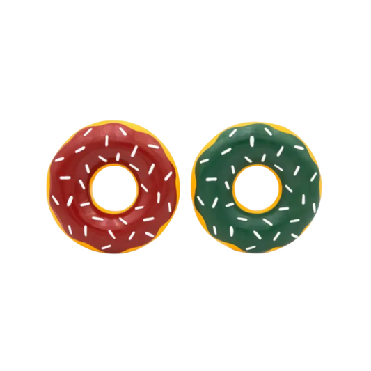 ZippyPaws Holiday Latex Donutz 2-Pack Dog Toy - festive squeaker donut toys