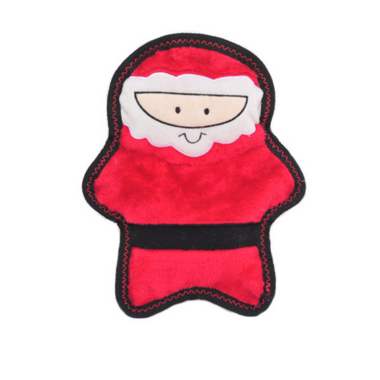 ZippyPaws Holiday Z-Stitch Santa Dog Toy - durable festive squeaker toy