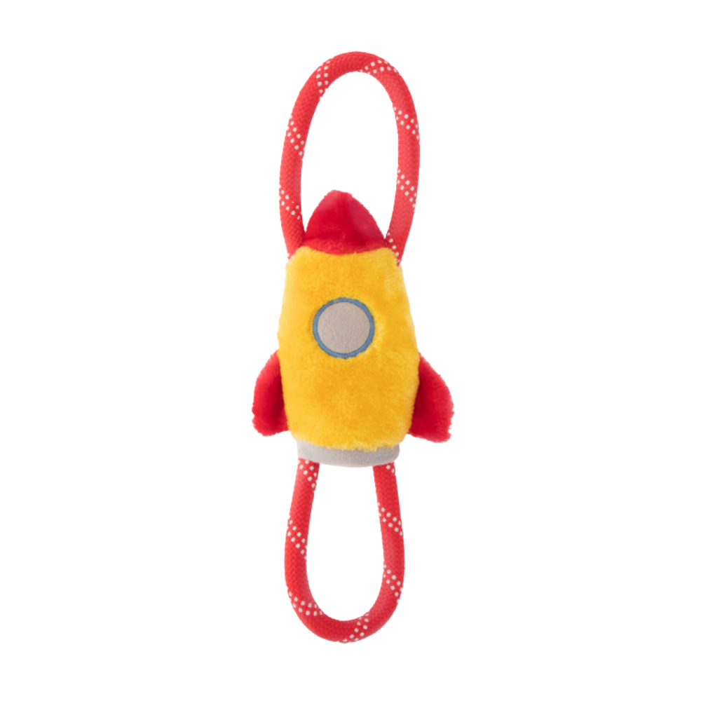 ZippyPaws RopeTugz Spaceship Dog Toy - durable rope tug toy with squeaker