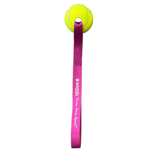 Waggly Throw, Fetch, Repeat! Tug Ball Dog Toy - tennis ball fetch launcher
