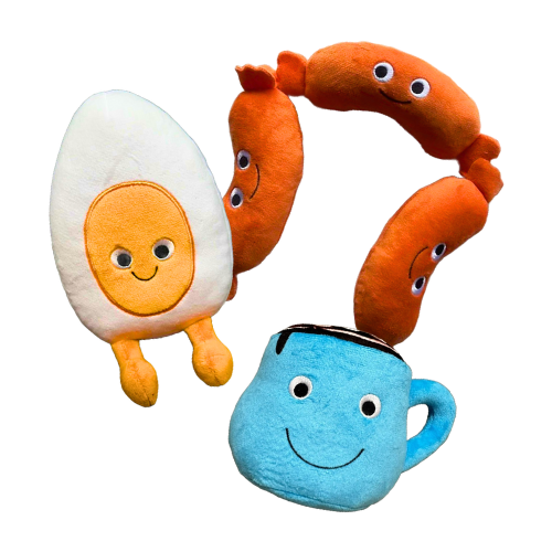 Happy Paws Breakfast Plush Dog Toy Bundle - breakfast-themed toy set